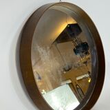 Vintage Italian wood round wall mirror from 50s