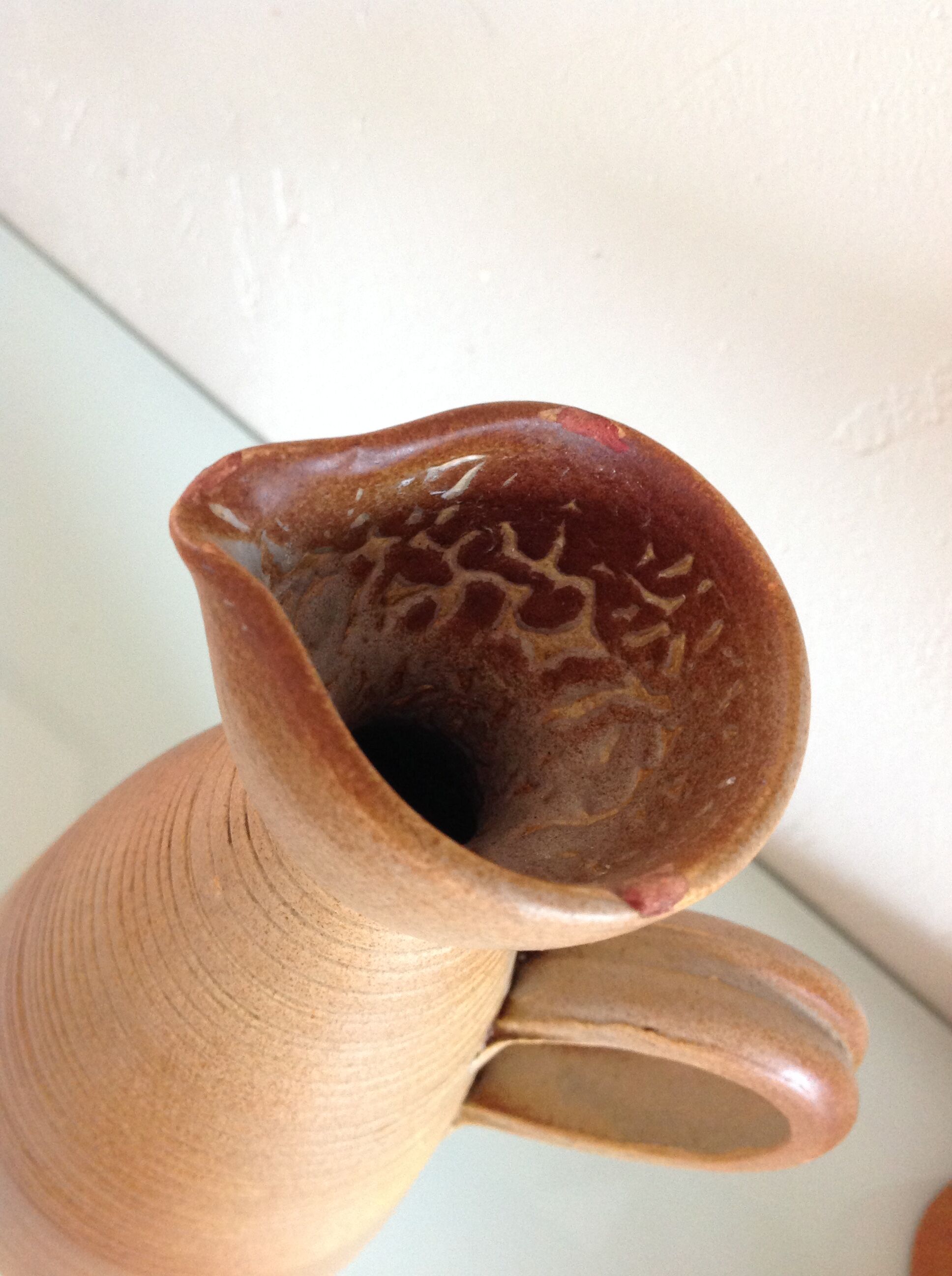 Conical soliflore vase in beige / vintage ceramic 60s-70s