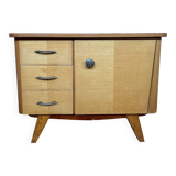 Vintage bedside table with compass feet