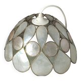 Vintage mother-of-pearl and brass pendant lamp