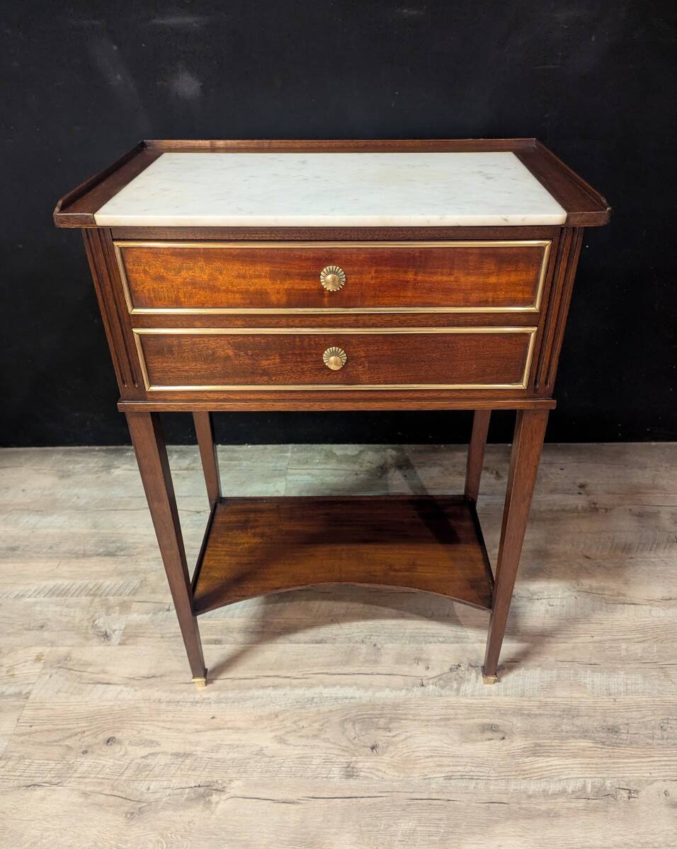 Pair of Louis XVI style mahogany bedside tables