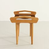 French side table in oak with large handles, 1950s.