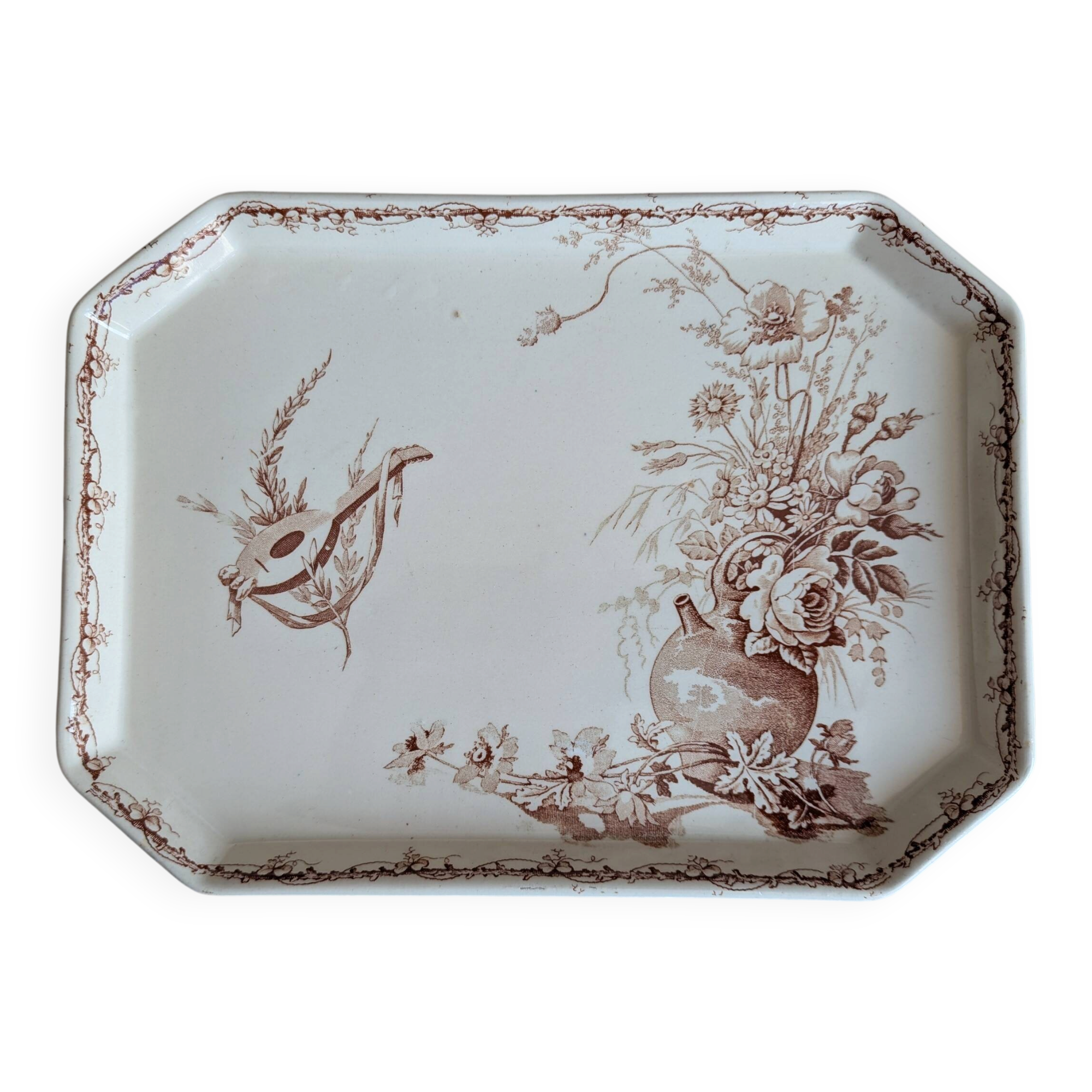 Octagonal country plate by KG Lunéville in ironstone