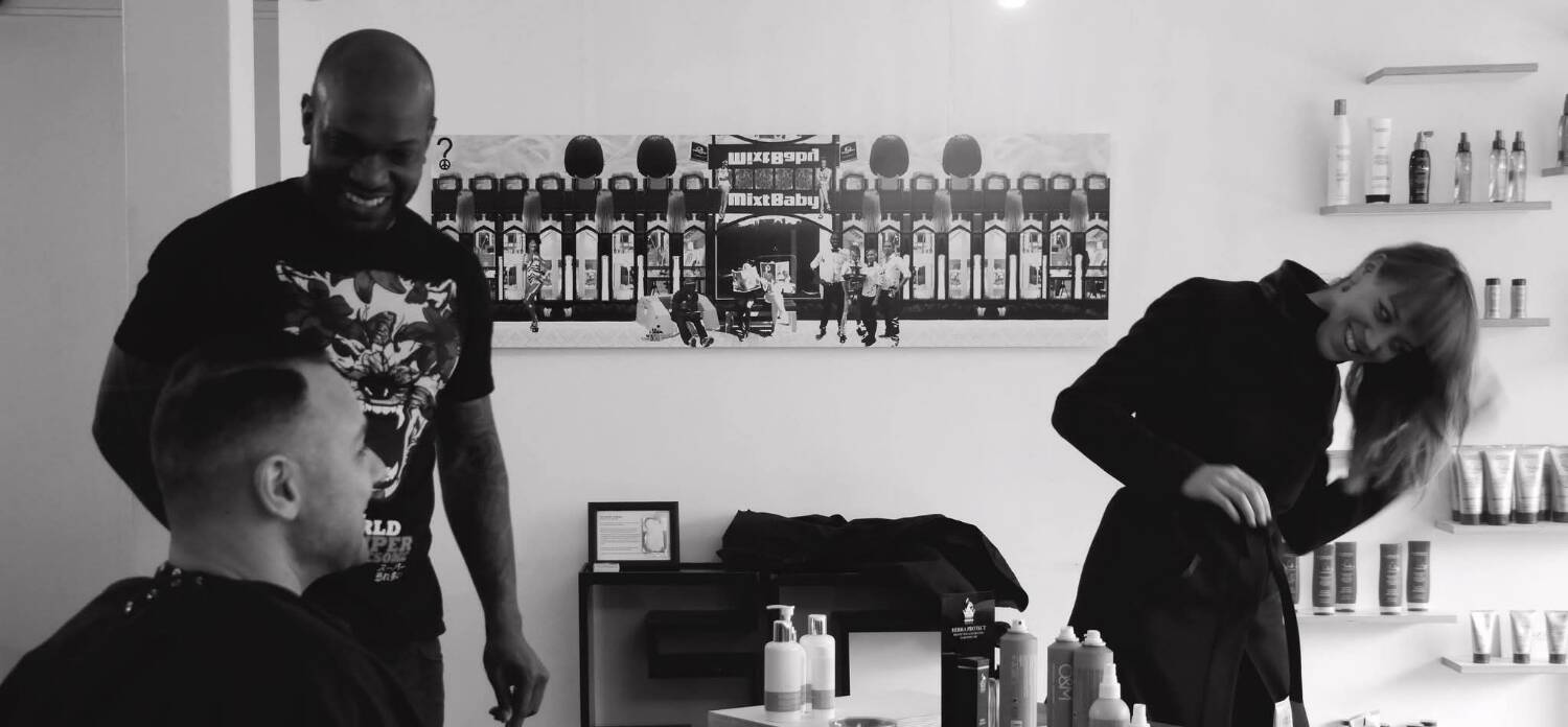 Large black and white artworks / photo collage (160x50)
 feet