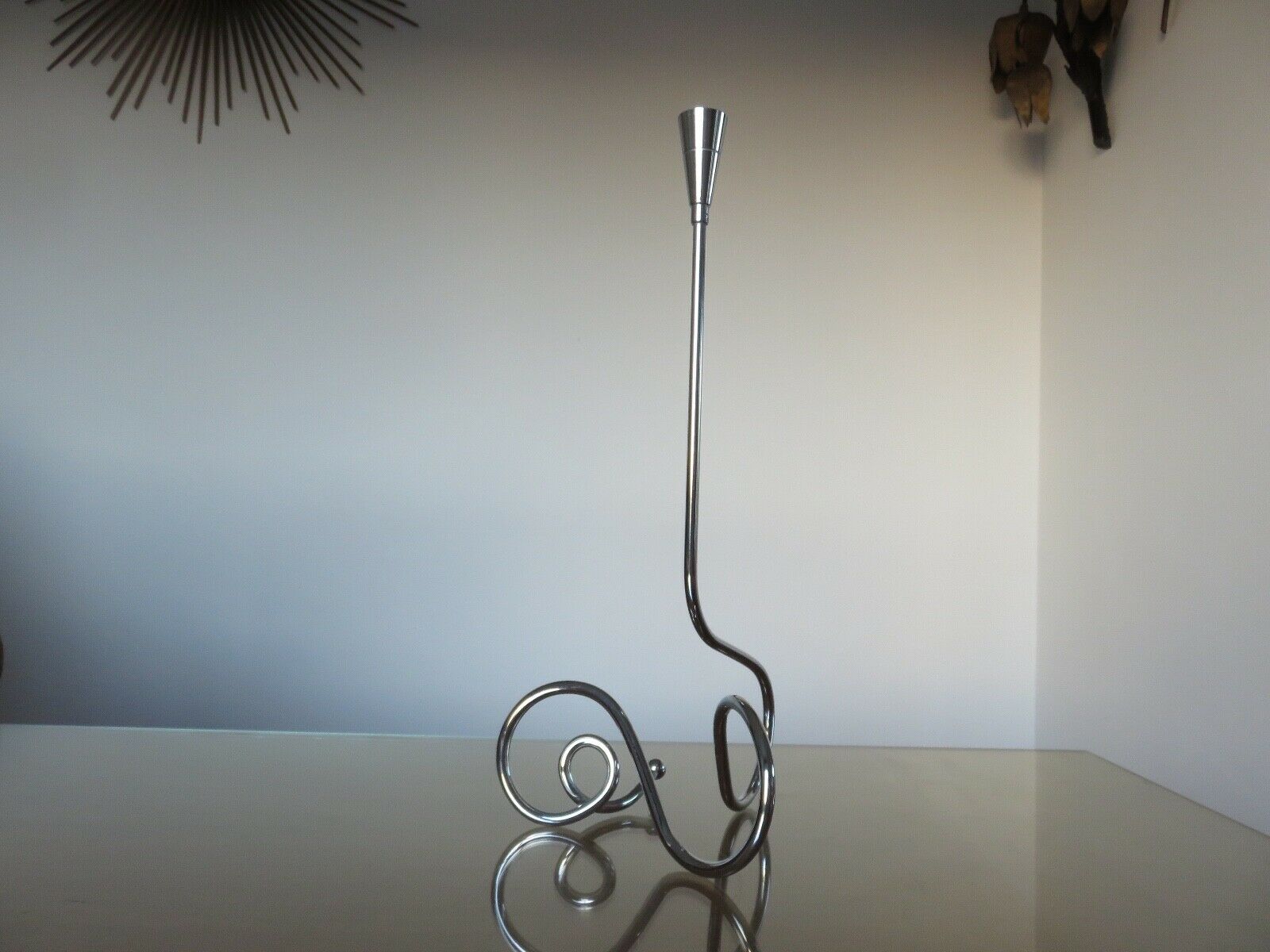 Scandinavian candlestick in chrome metal 1970