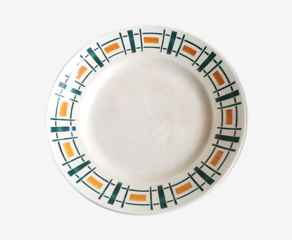 Plat rond en céramique Badonviller collection Quiberon