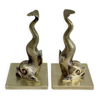 Pair of Bronze "Dolphins" bookends, Empire taste – Mid-nineteenth