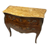 Curved chest of drawers with marquetry and marble