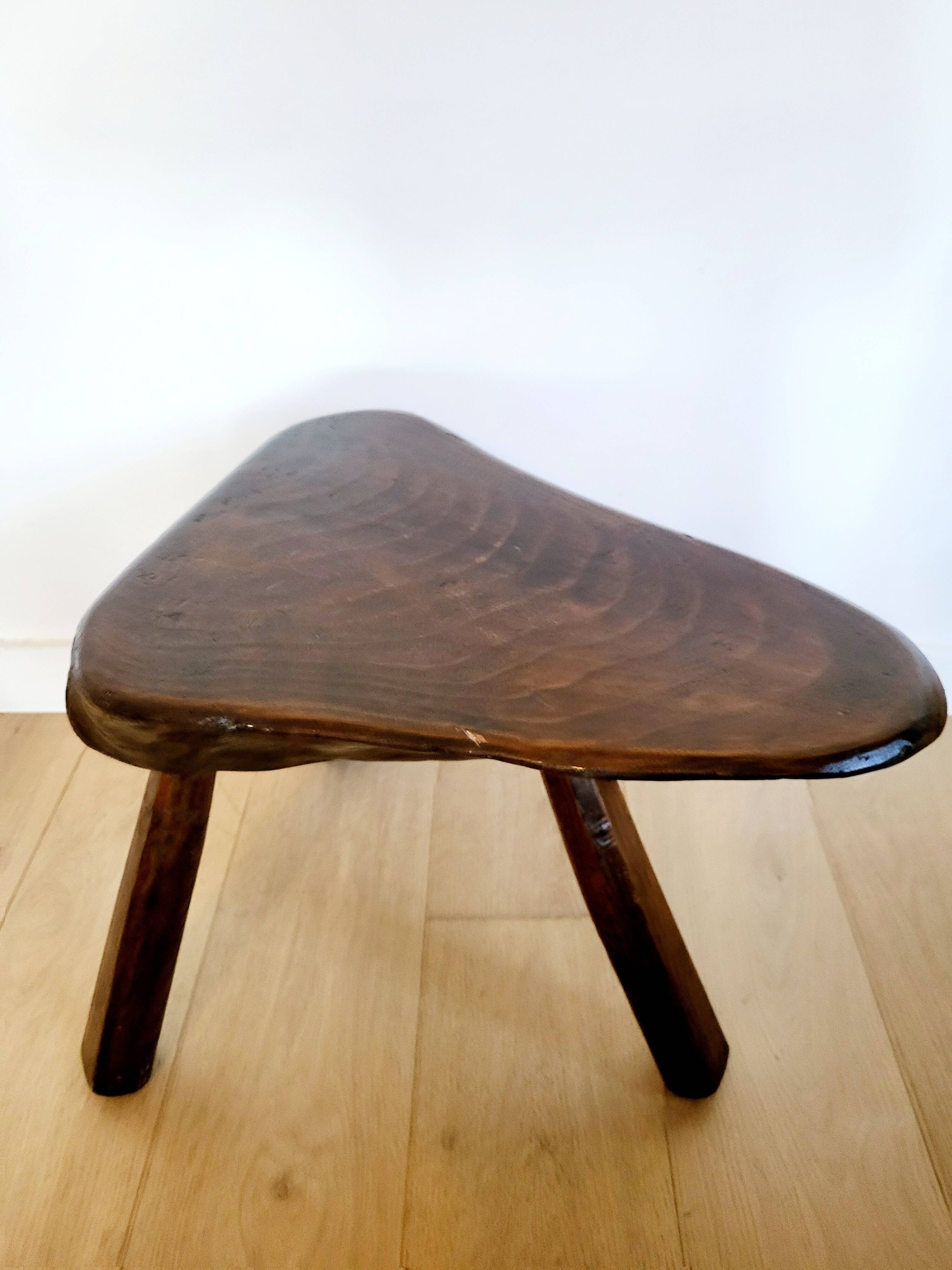 Table d'appoint ou banc en bois massif brut, style brutaliste, 1960