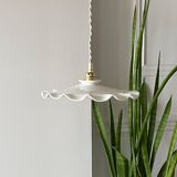 Ruffled opaline pendant light