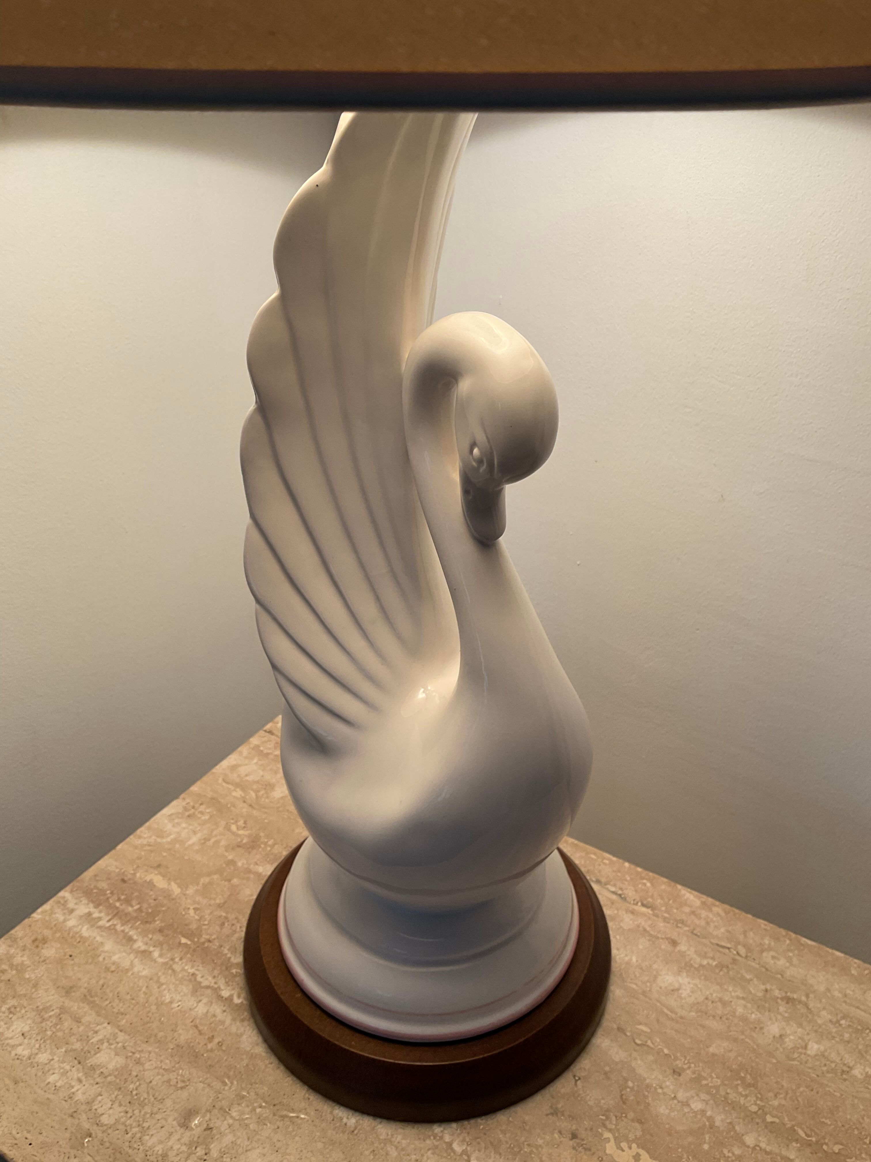 Vintage ceramic swan lamp from the 70s