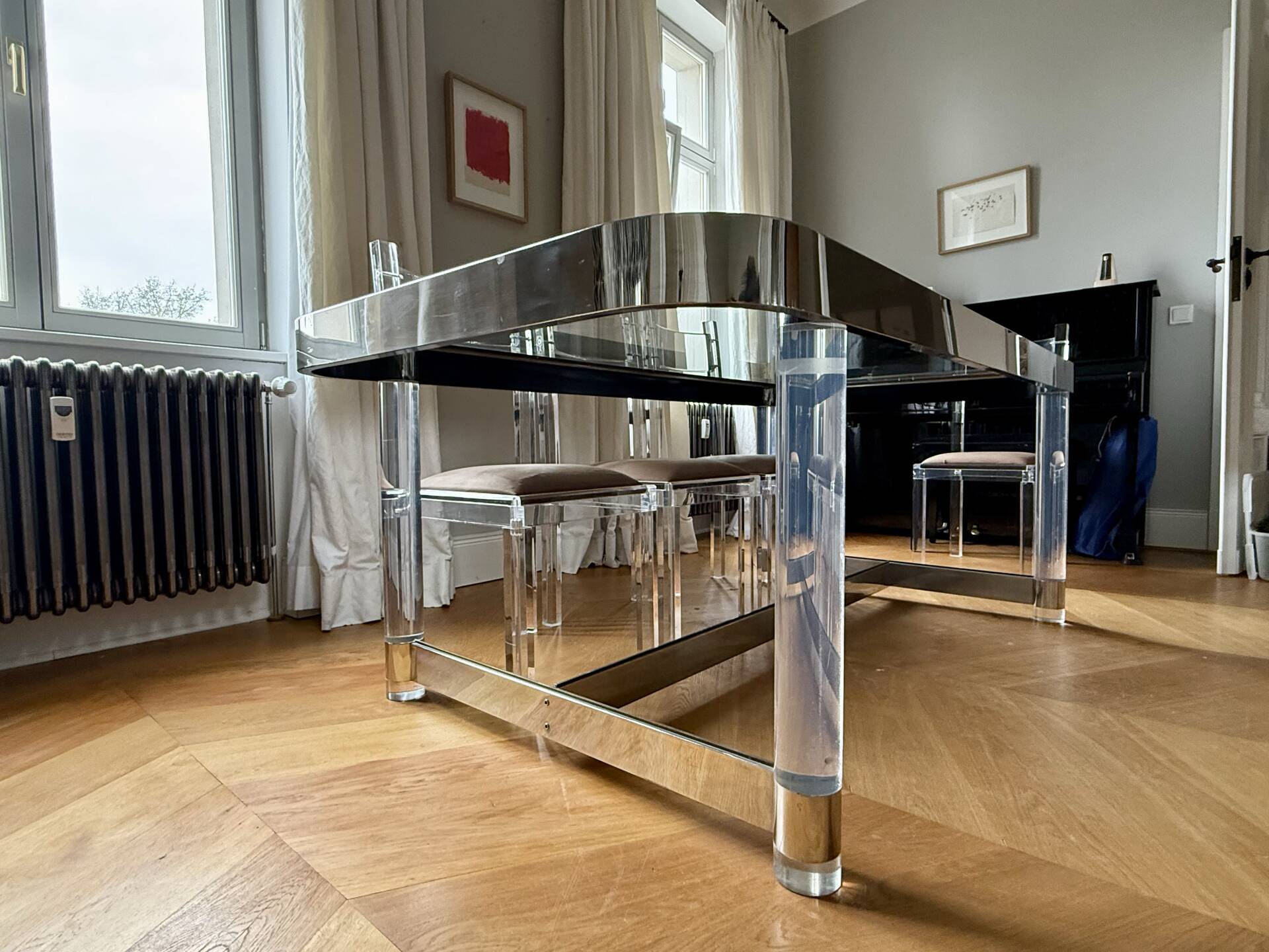 1970s dining room set in plexiglass, chrome and glass – ta