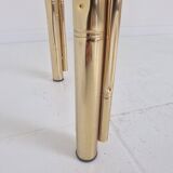 Italian Rectangle Side Table in Brass Bamboo and Smoked Glass, 1970s