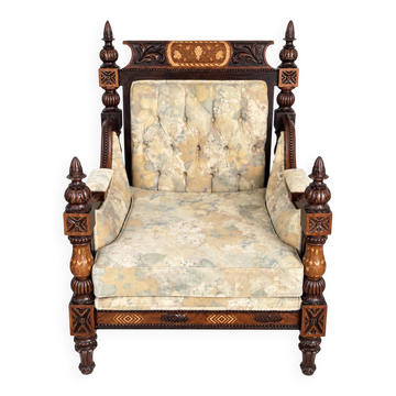 Fauteuil une place en bois sculpté à la main - Chiniot, Pakistan