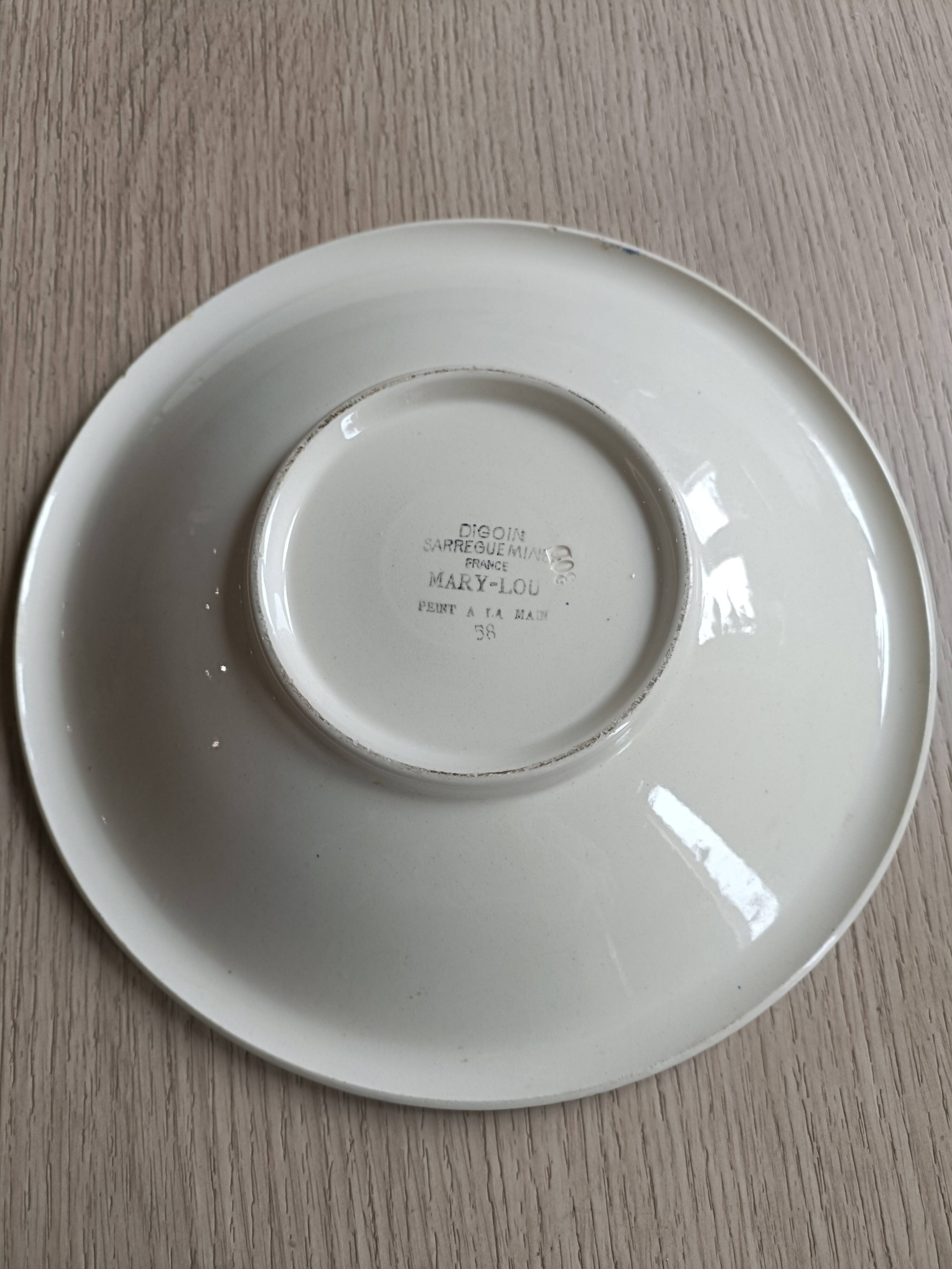 Digoin low compote dish with hand-painted decoration