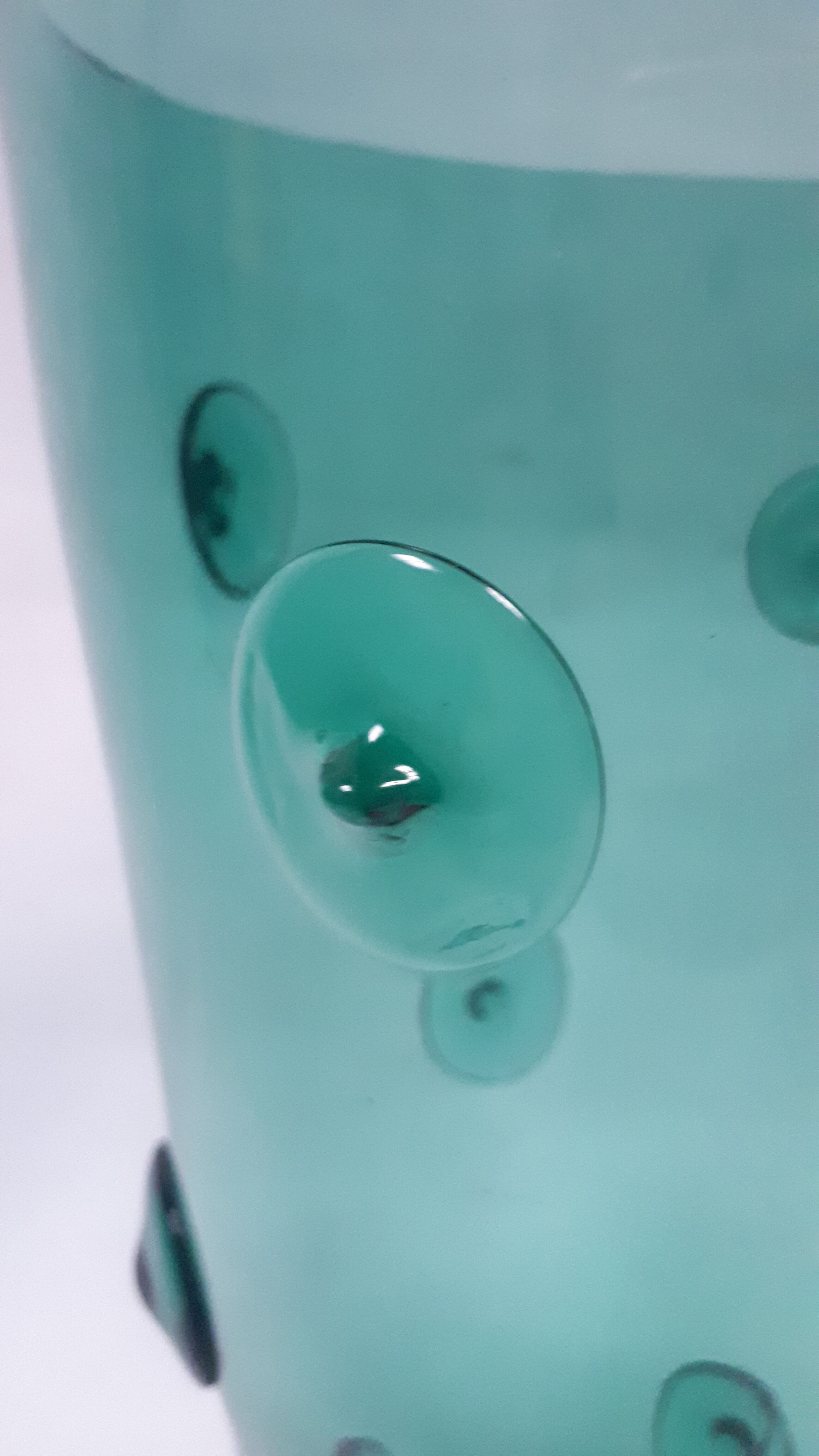 large vase glass vintage style Murano 1970 1980 green transparent relief decoration