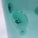 large vase glass vintage style Murano 1970 1980 green transparent relief decoration