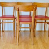 Ensemble de 4 chaises de chapelle, années 1950
