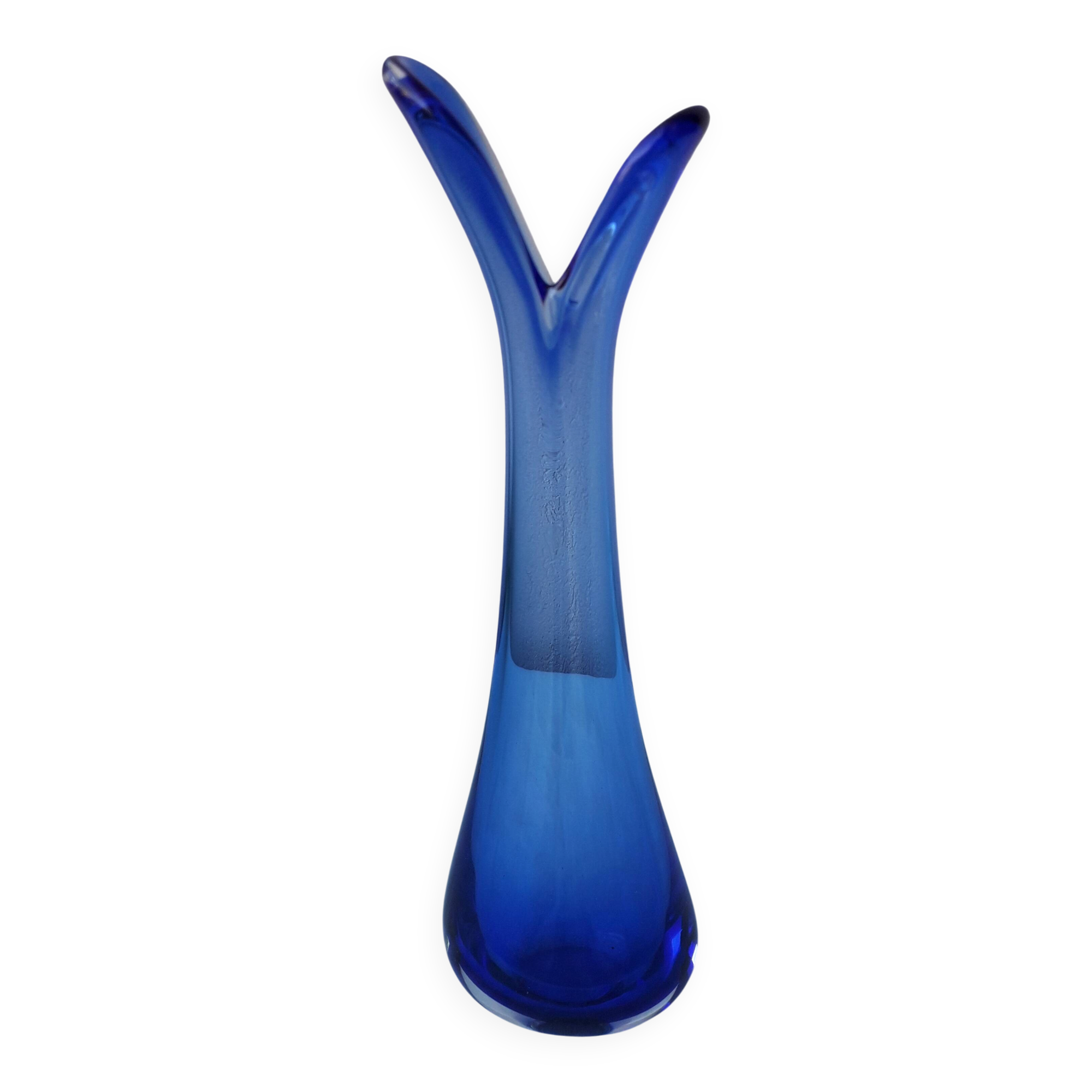 blue glass vase