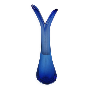 blue glass vase