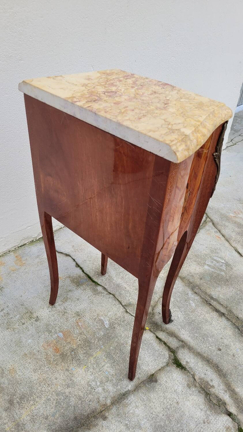 Louis xv style bedside table in rosewood marquetry