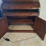 Desk, English writing desk with glass-fronted bookcase