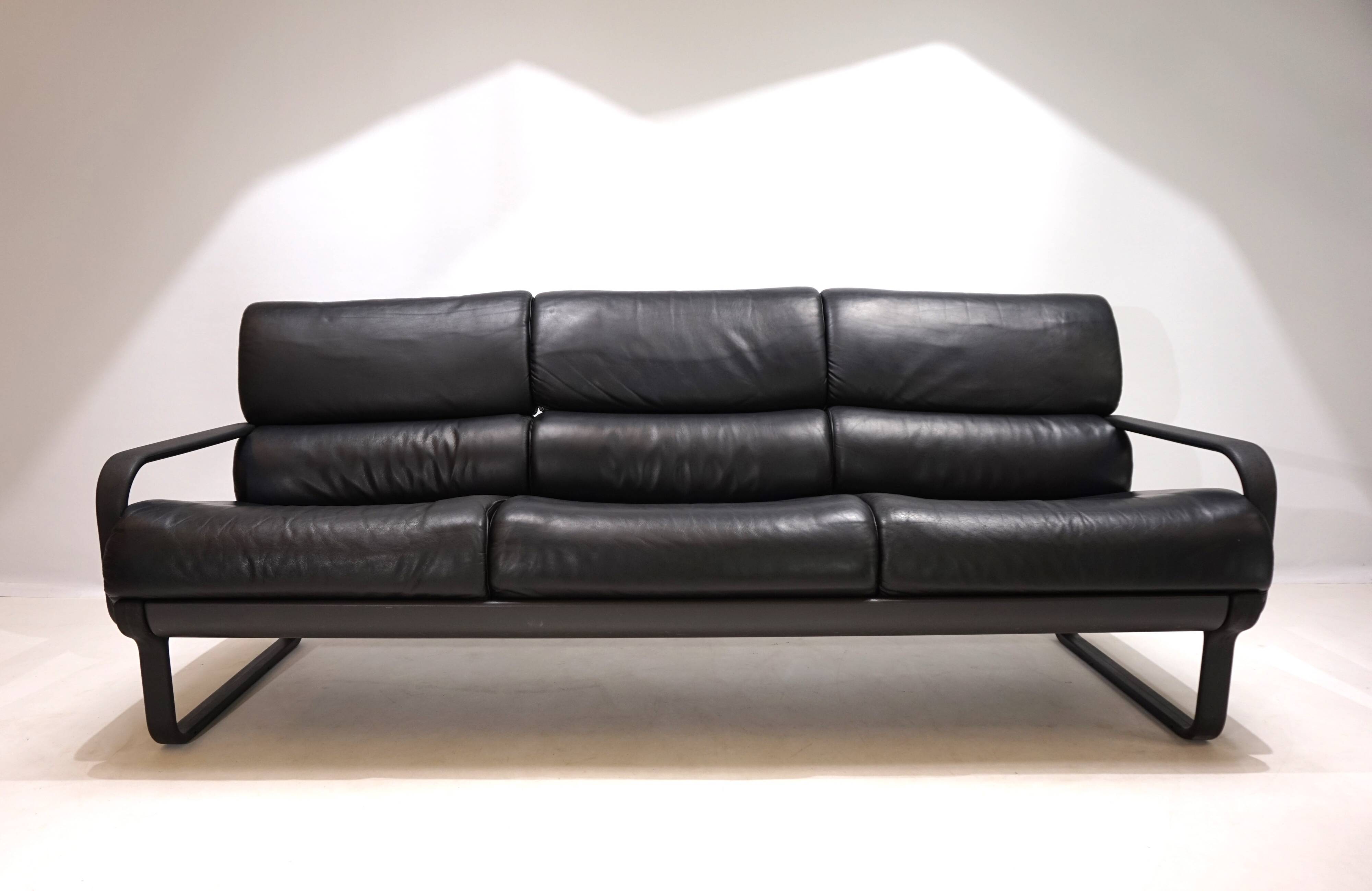 Drabert Lobbytop three-seater leather sofa by Otto Zapf, 1979