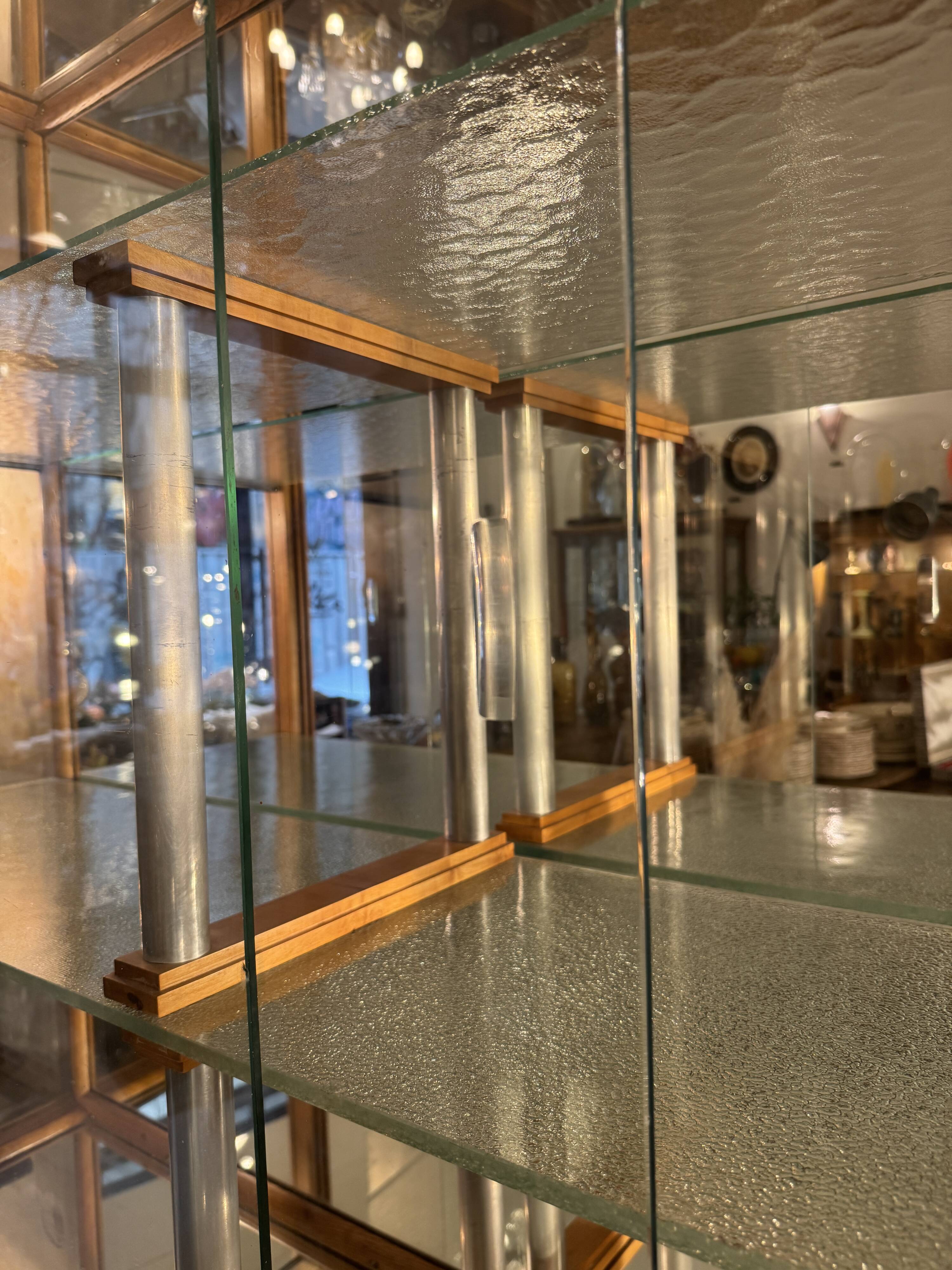 Large antique oak shop display cabinet