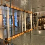 Large antique oak shop display cabinet