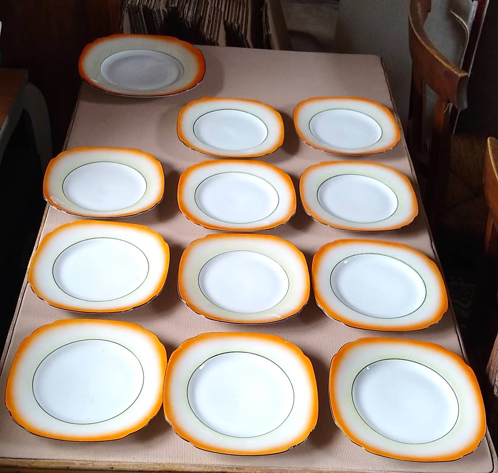 Vintage Iridescent Orange Tea and Dessert Set