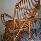 Armchair in rattan of the 1960s
