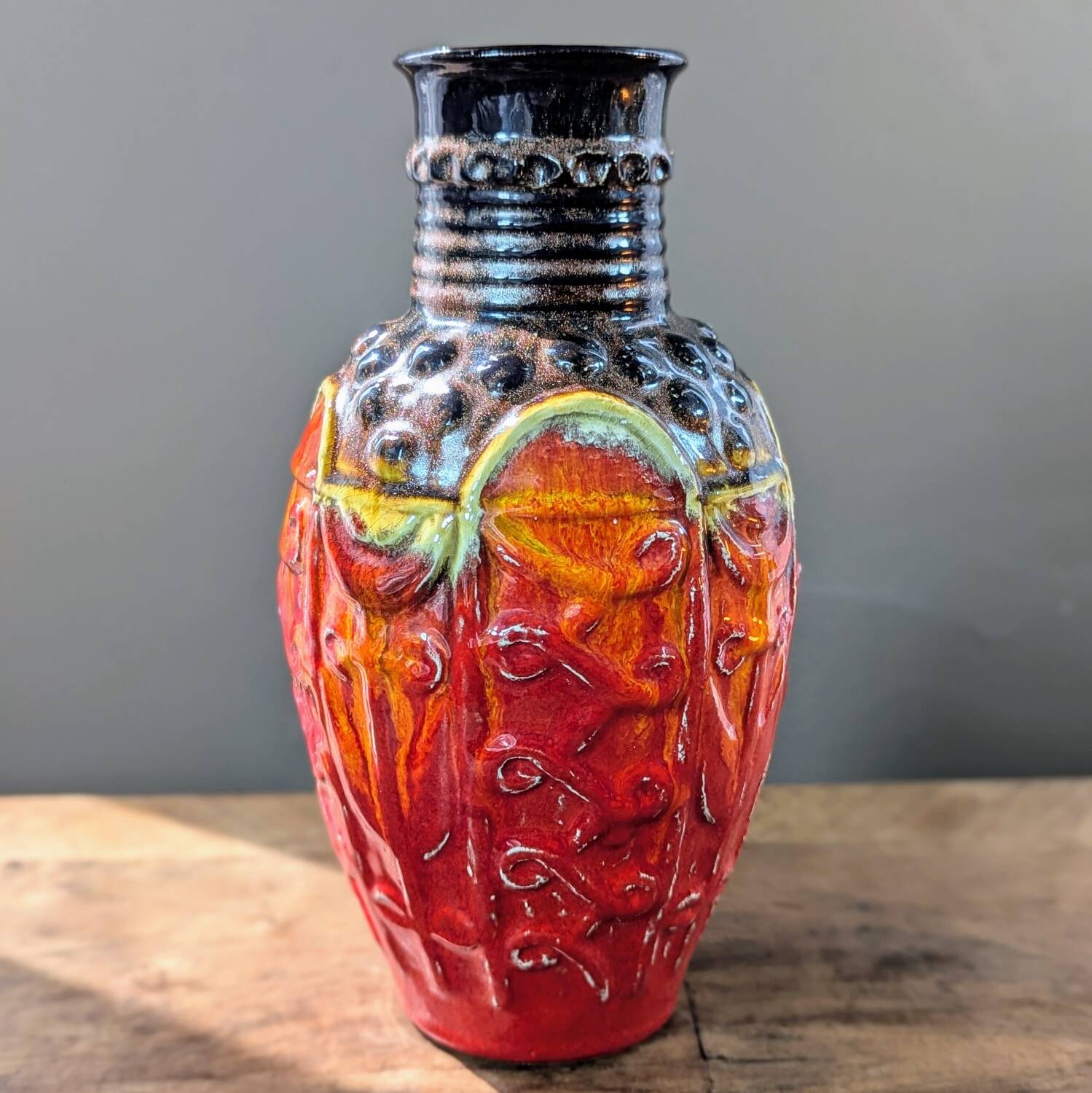 Vase Bay Keramik West Germany 98-25 orange red vintage 25 cm