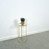 Table en laiton avec plateau en verre