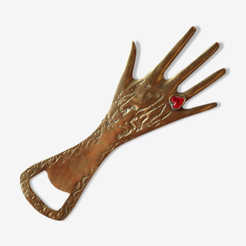 Hand-shaped brass bottle opener, 60s