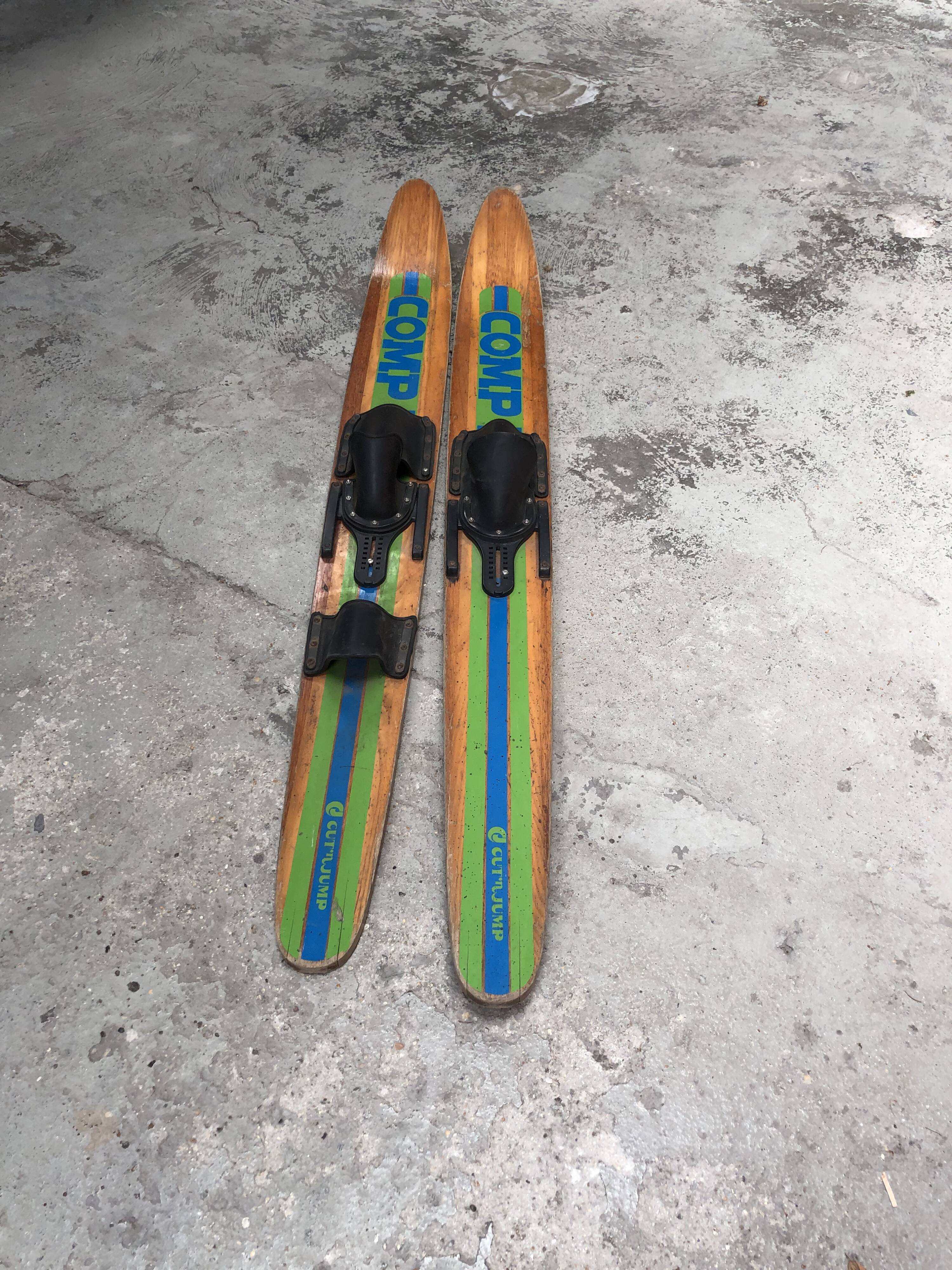 Old wooden water skis