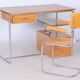 Bauhaus Writing Desk in Oak, Chrome-Plated Steel, Germany, 1930s