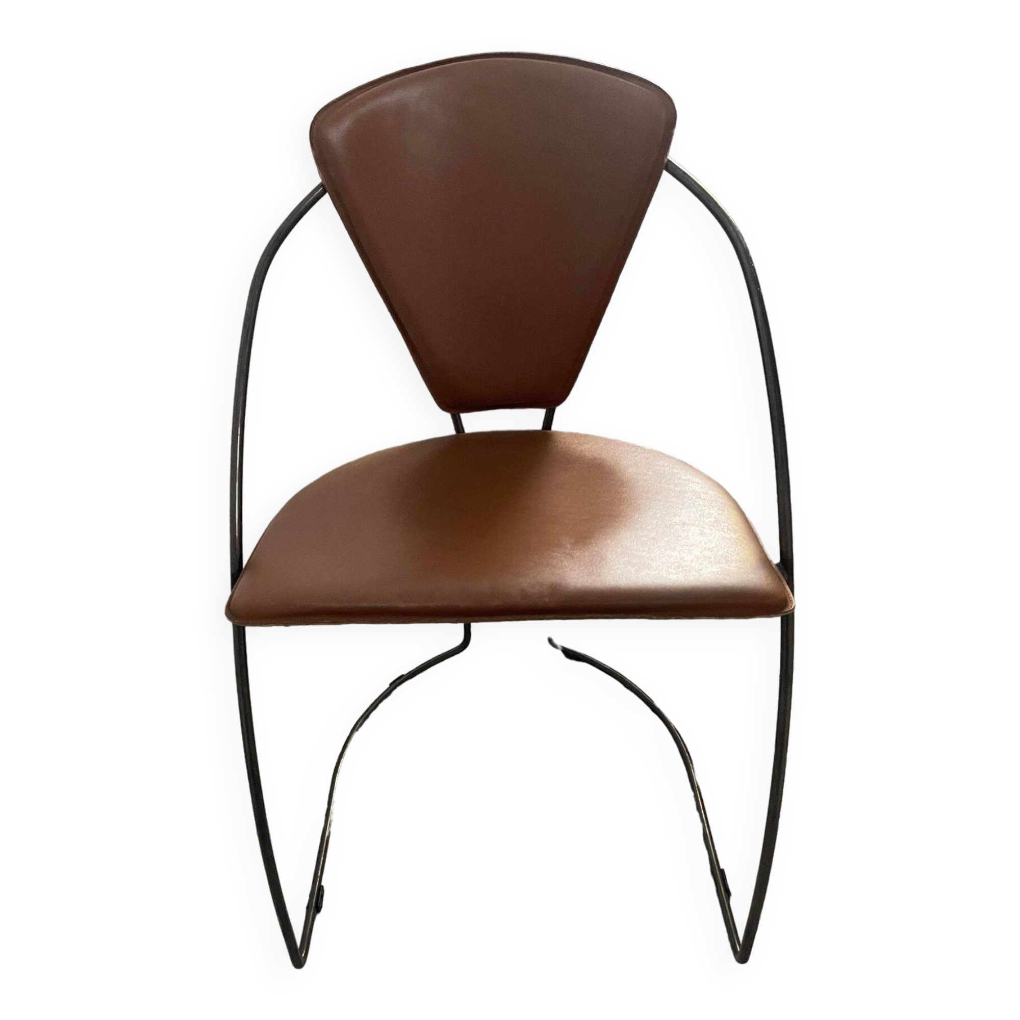 4 chaises de salle à manger en cuir marron Arrben