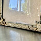 Cadre photo vintage en métal doré mat avec verre convexe 25,5 cm x 20 cm