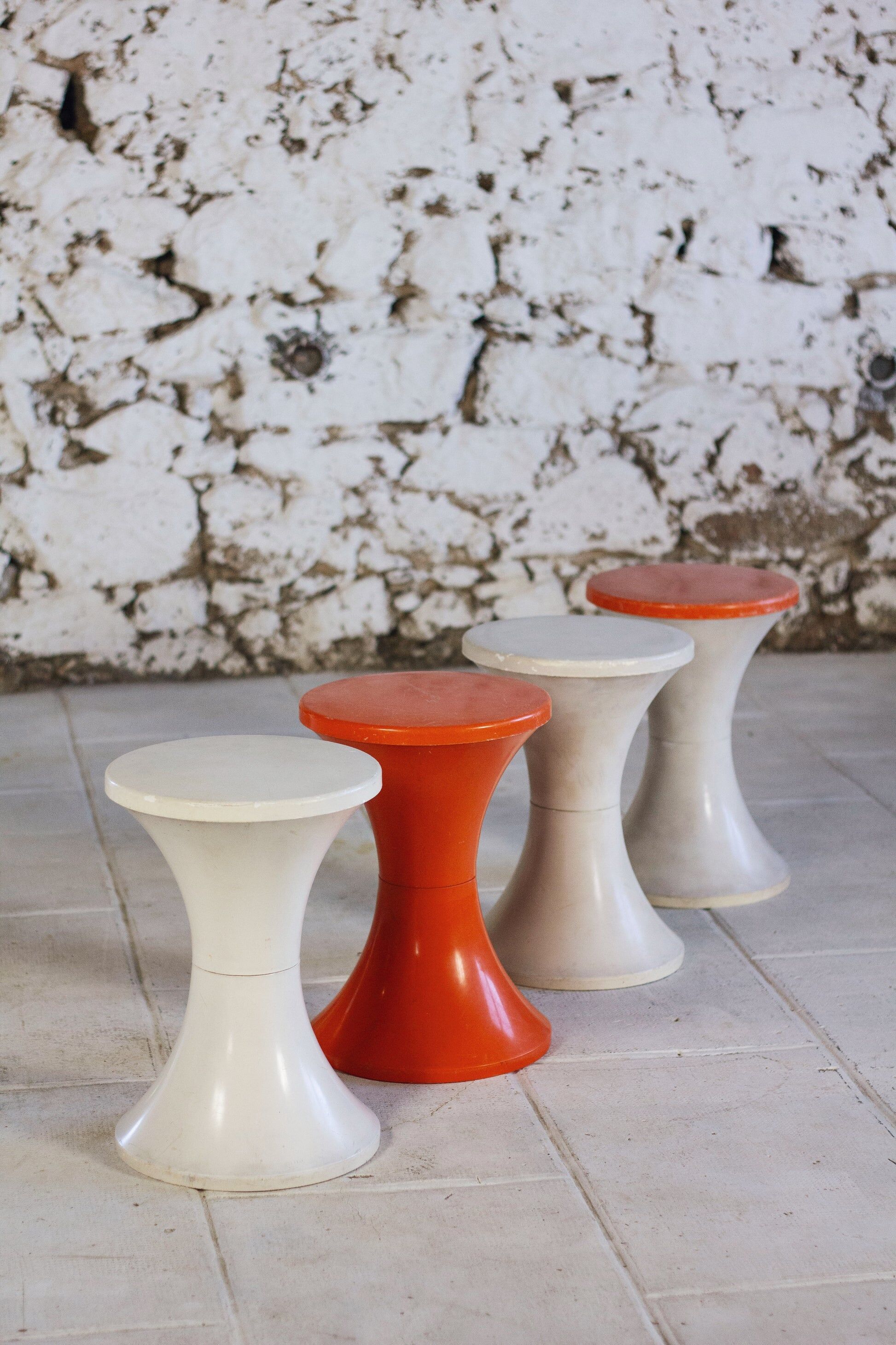 Dark orange Tam Tam stool by Henri Massonnet for Stamp, 1970