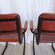 Set of 4 Vintage Quilted Leather Dining Chairs: Black Metal Base