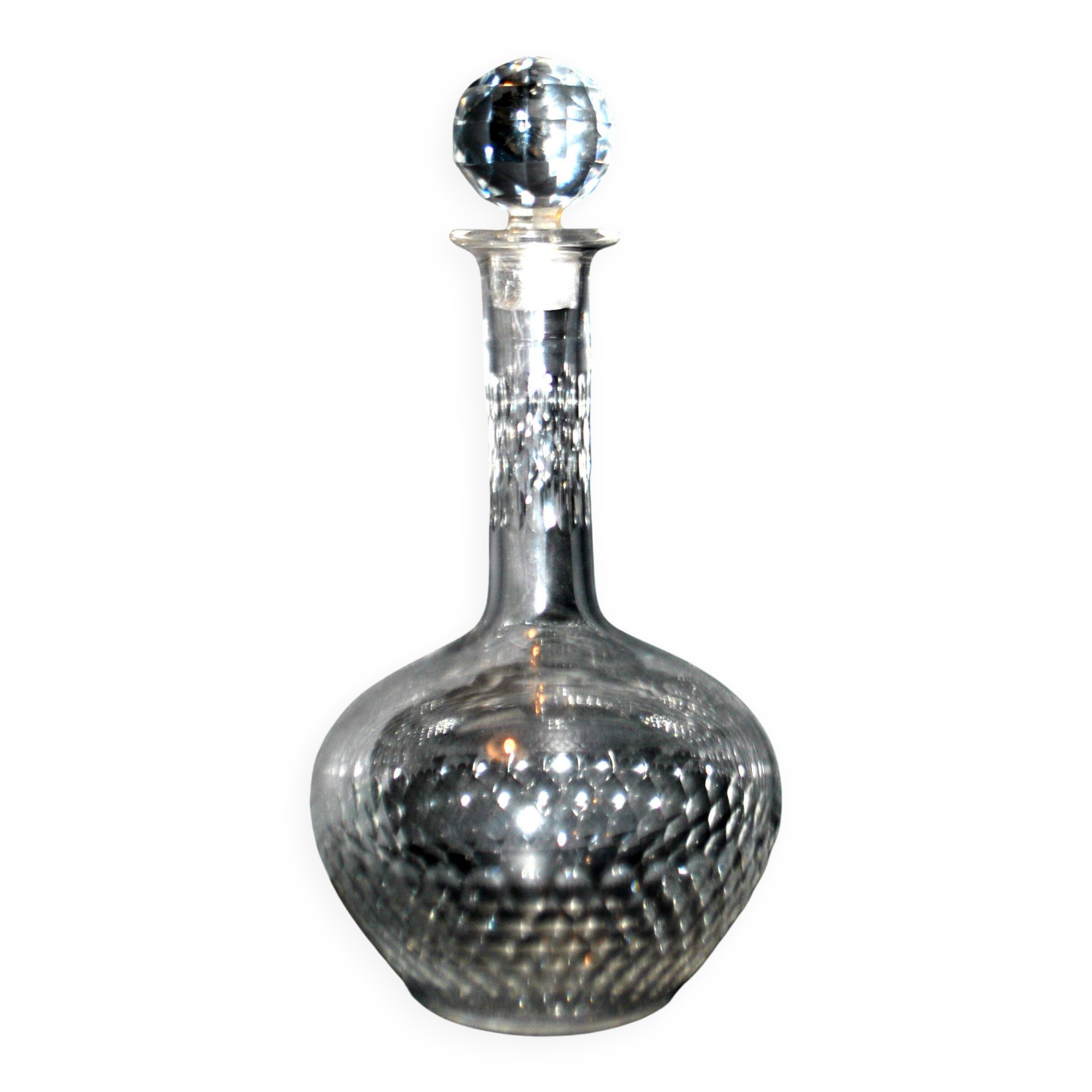 Antique Baccarat tortoiseshell cut crystal liqueur carafe H18cm 1900