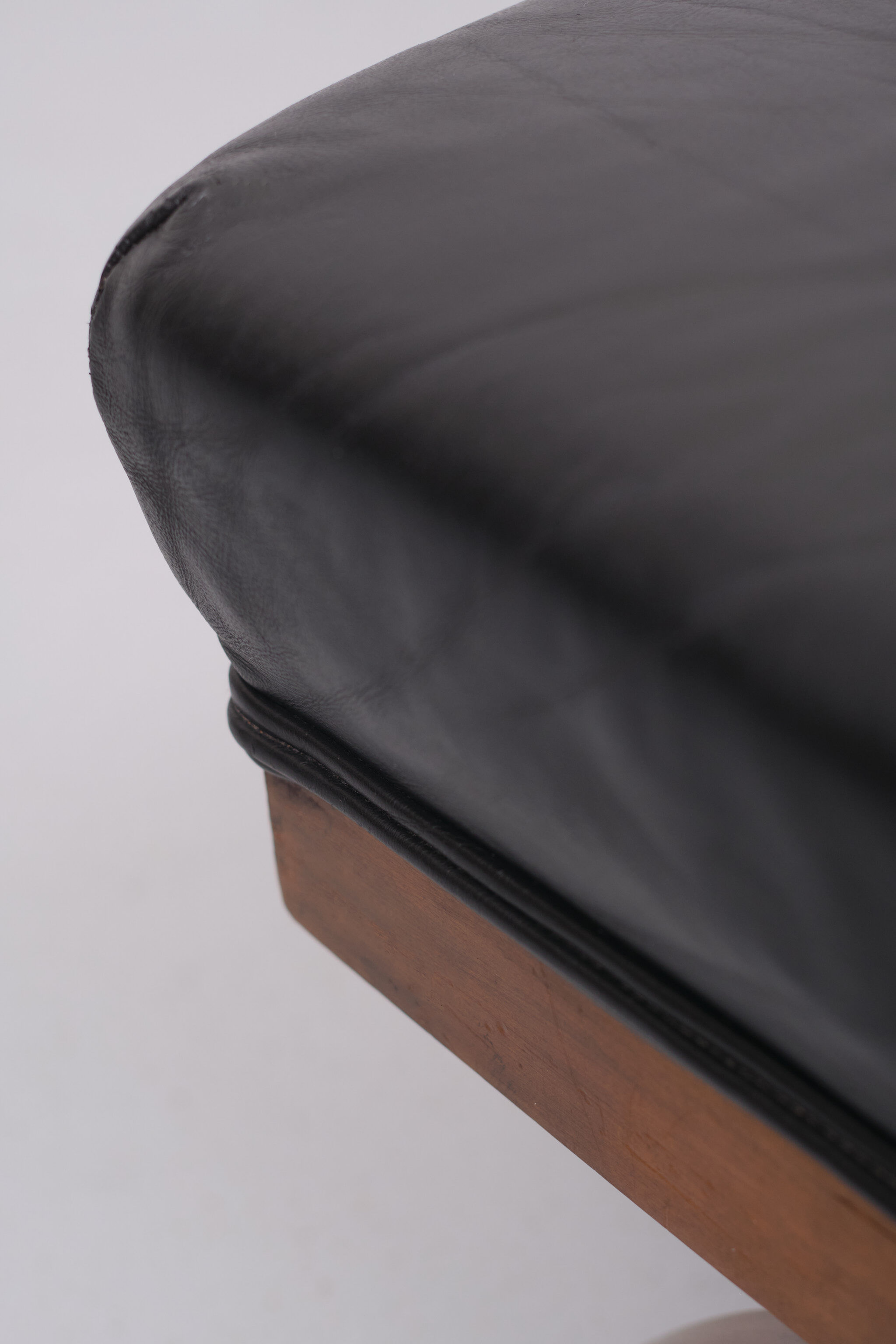 Black Leather Ottoman 1920s England