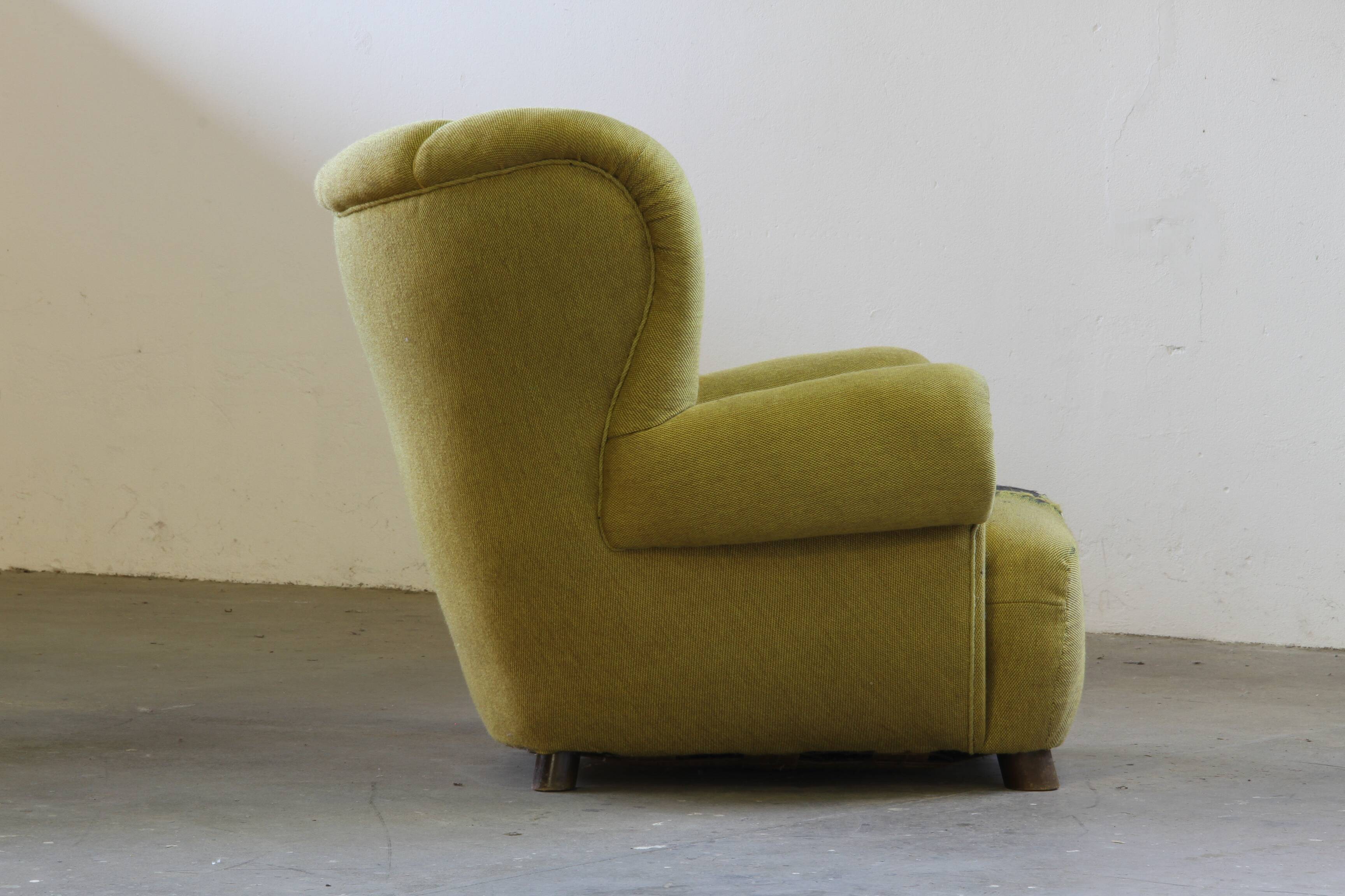 Vintage iconic large upholstered lounge / easy chair from Denmark 1930s