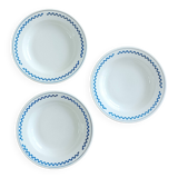 Set of 3 soup plates, Lustucru checkerboard pattern