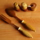 Vintage salt shaker, pepper, mustard and salad cutlery set