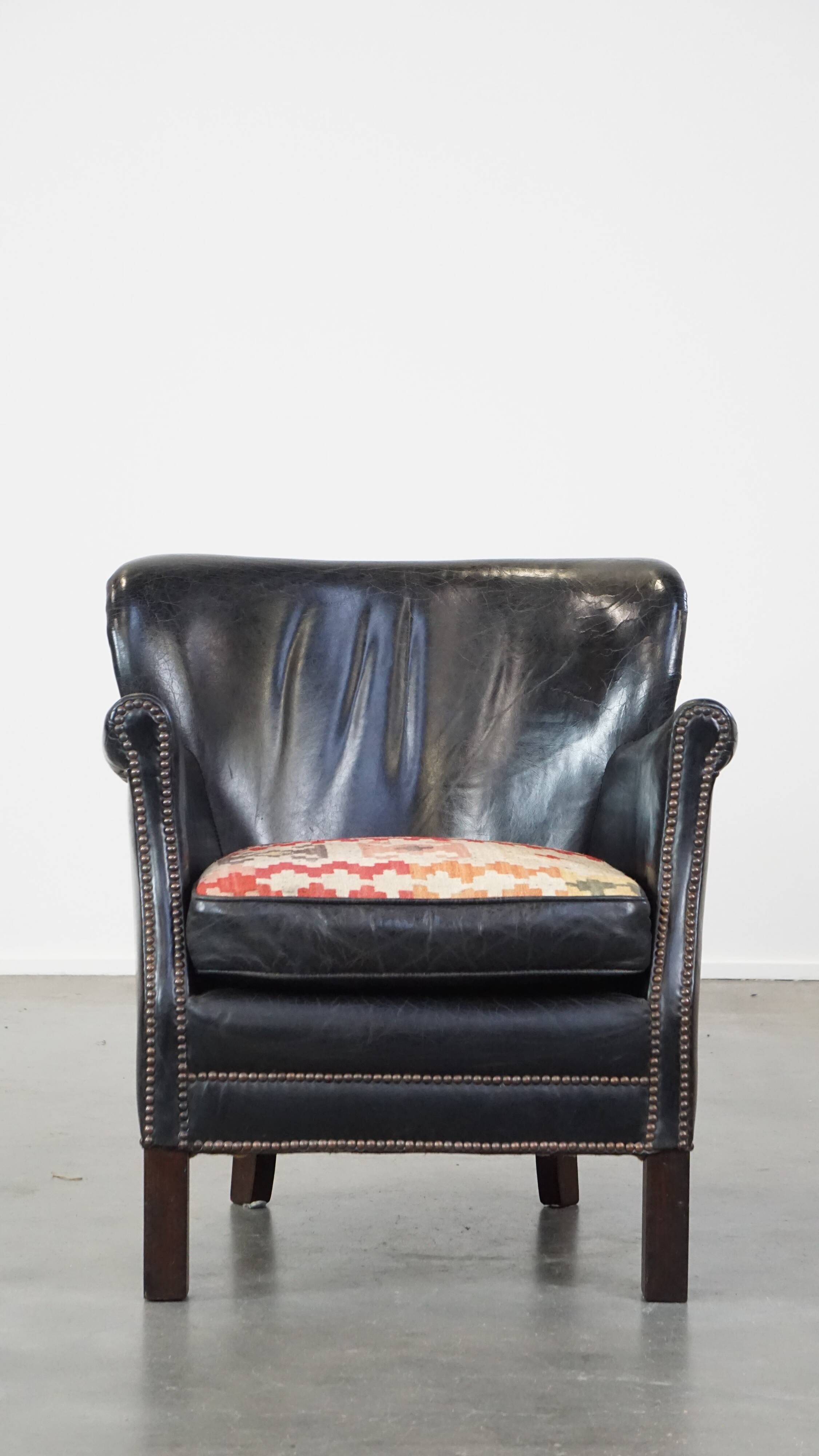 Fauteuil en cuir noir