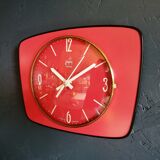Formica vintage silent wall clock "Japy Electric Raspberry"
