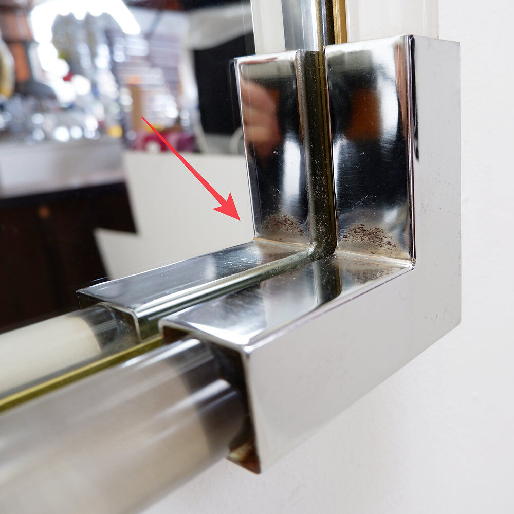 Wall mirror in lucite and chrome, 1970s