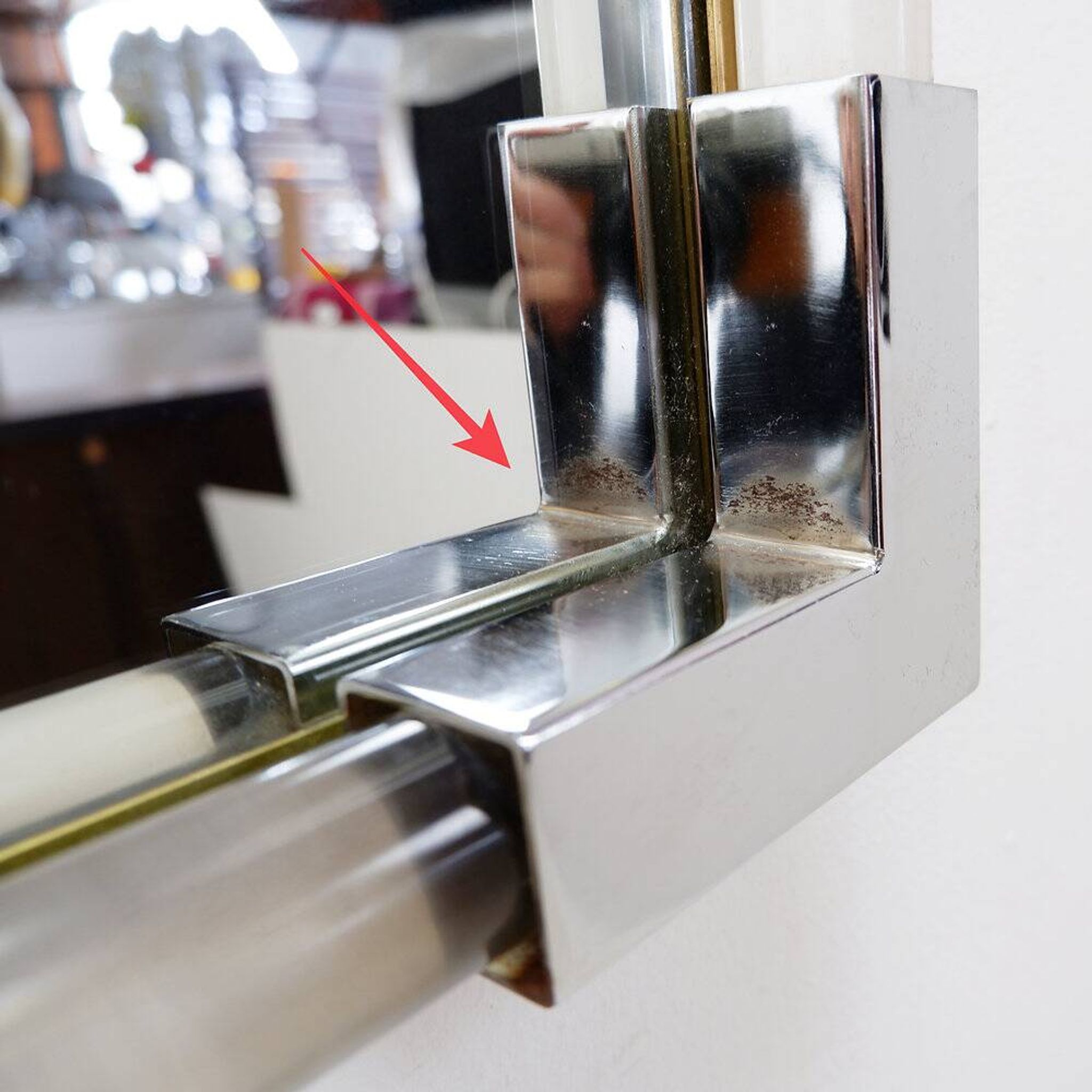 Wall mirror in lucite and chrome, 1970s