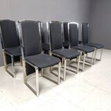 Vintage brass and chrome dining chairs set of 8 - 1970s